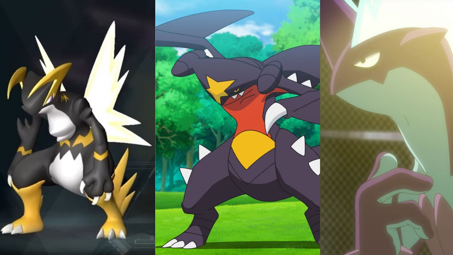 It's hard not to see Garchomp and Toxtricity in the Palworld Pal design of Orserk (Image via Pocketpair/The Pokemon Company)